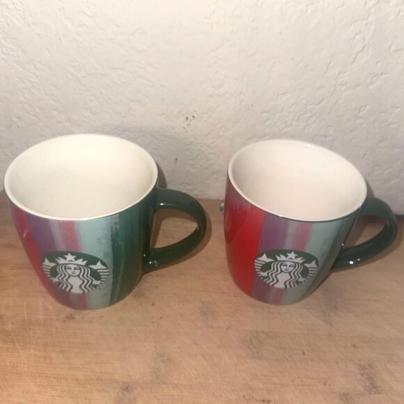 Starbucks Gradient Rainbow Ceramic Mugs 12 Oz Set Of 2 Dishwasher & Microwave Sa - Picture 3 of 6